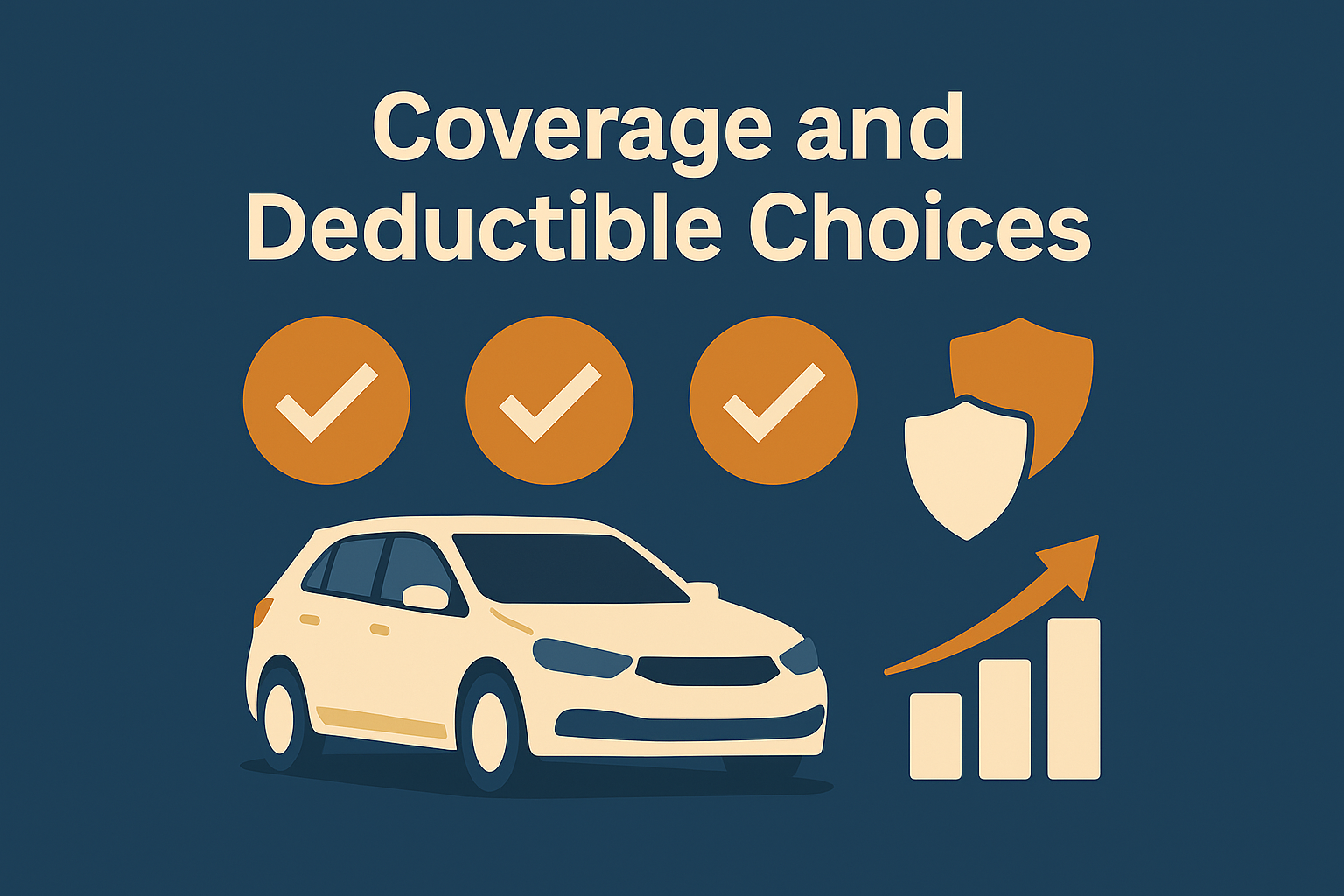 Flat-style illustration symbolizing various car insurance options, representing how different coverage and deductible choices can impact your premium.